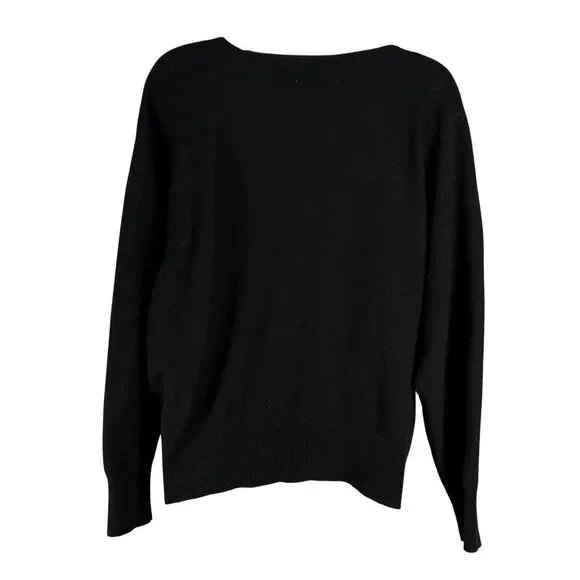 Robert Scott Women L Black Embroidered Beaded Lambswool Angora Sweater Fairygoth - Picture 9 of 16